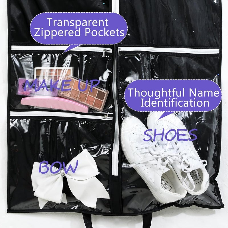 Blushtier Cheer Garment Bags for Cheerleading Uniform Waterproof Hanging Garment Bags for Dance Costumes 40 Inch Clothes Bag with 5 Pockets and Side Zip Travel Storage Cheer Uniform (Black,Purple) - Image 3